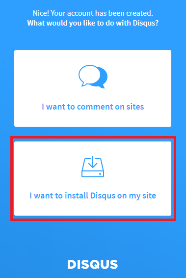 Select install disqus