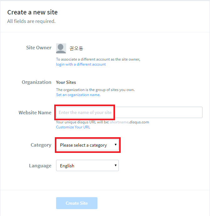 Create a new site